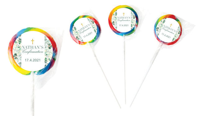 Eucalyptus Watercolour Confirmation Personalised Lollipops