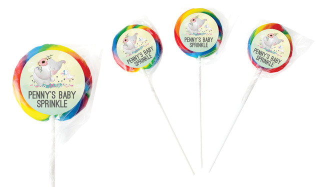 Elephant And Friend Baby Shower Personalised Lollipop