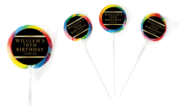 Gold On Black Personalised Birthday Lollipop