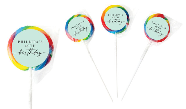 Flowing Mint Custom Birthday Party Lollipop Favour