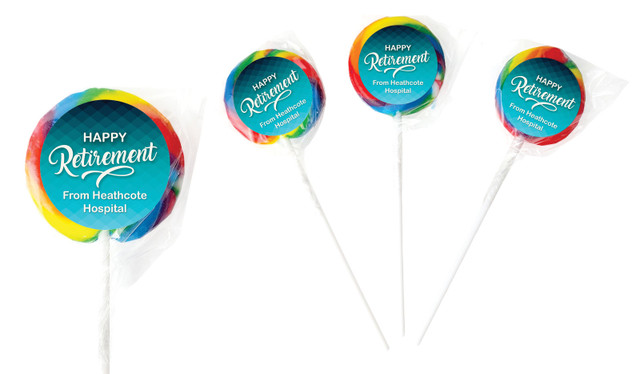Blue Pattern Retirement Personalised Lollipop