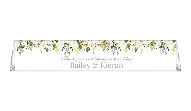 White Hanging Roses Large Toblerone Wedding Personalised Chocolates 100g