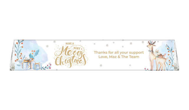 Deer Watercolour Personalised Christmas Large Toblerone Bar 100g