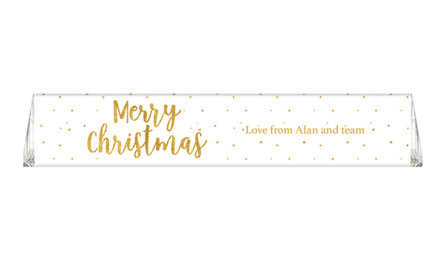 Gold Confetti Stars Christmas Personalised Large Toblerone Bar 100g
