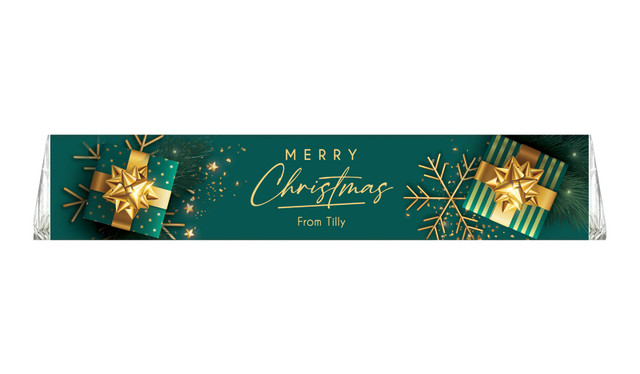 Green And Gold Gifts Christmas Personalised Large Toblerone Bar 100g