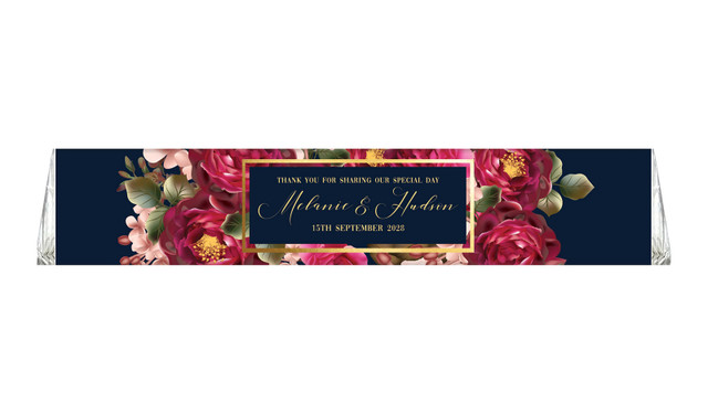 Bold Floral Large Toblerone Wedding Personalised Chocolates 100g