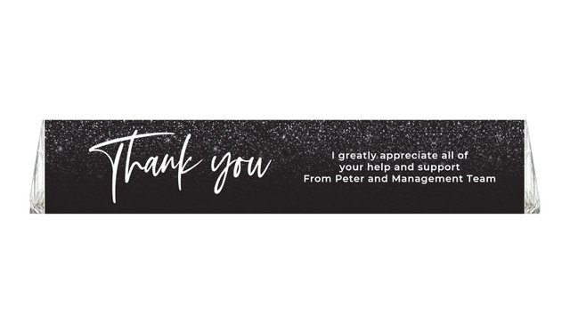 Black Glitter Personalised Large Toblerone Thank You Chocolates 100g