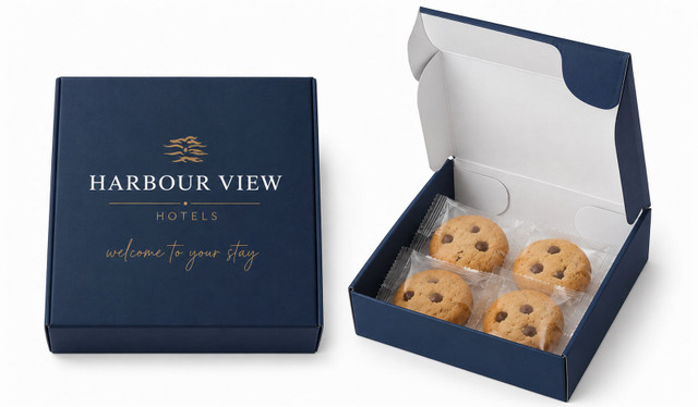 Branded Flat Box With Bite-Sized Cookies x 4