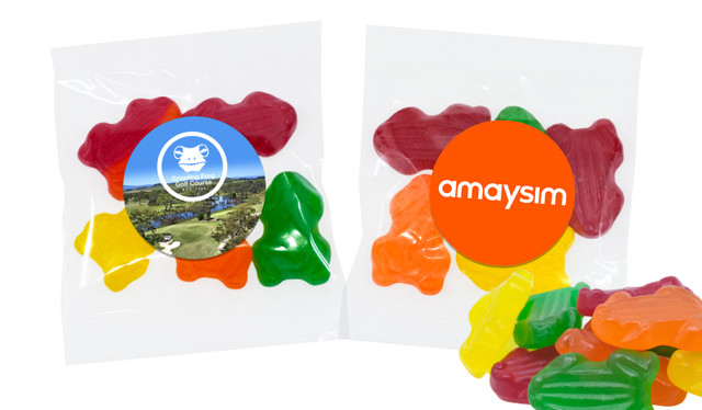Branded Rainbow Jelly Frogs Lolly Bag 50g