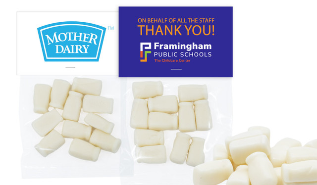 Branded Milk Bottle Lolly Bags With Topper