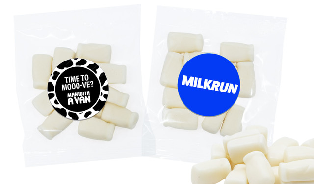 Branded Milk Bottle Lolly Bags 50g