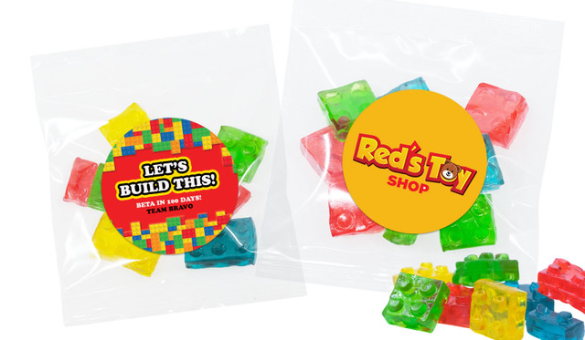 Branded Gummi Lego Blocks Lolly Bags 50g