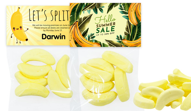 Branded Banana Lolly Bags With Topper