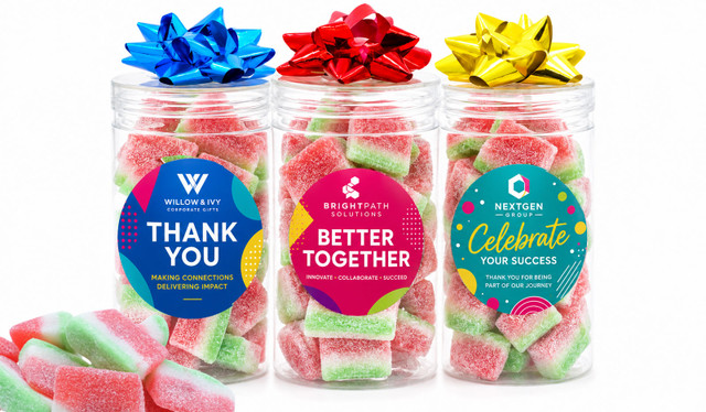 Branded Long Lolly Jar Filled With Sour Watermelon 140g