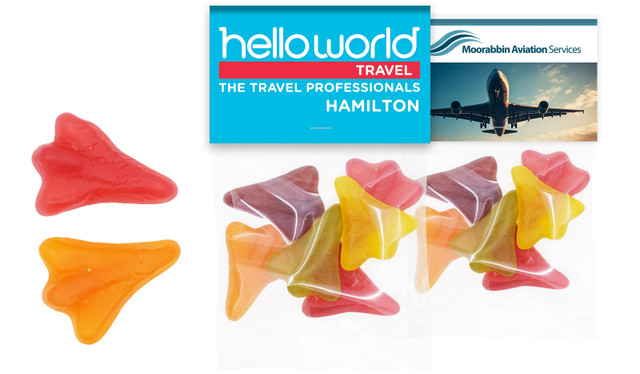 Branded 40g Lolly Bag Topper With Air Planes