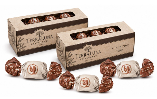 Branded Display Box With Latte Milk Chocolate Truffles (Pack Of 20)