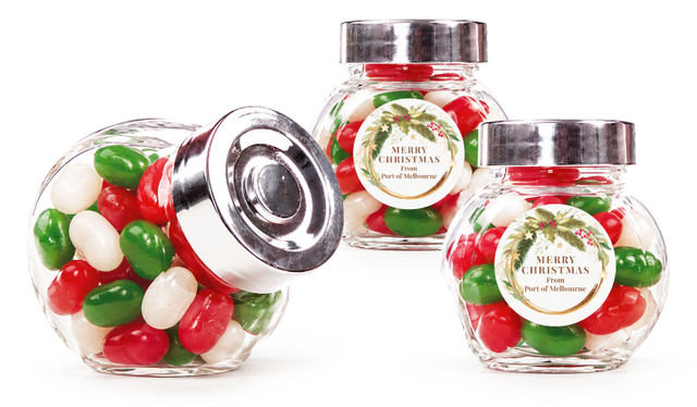 Branded Christmas Mini Candy Jars With Jelly Beans