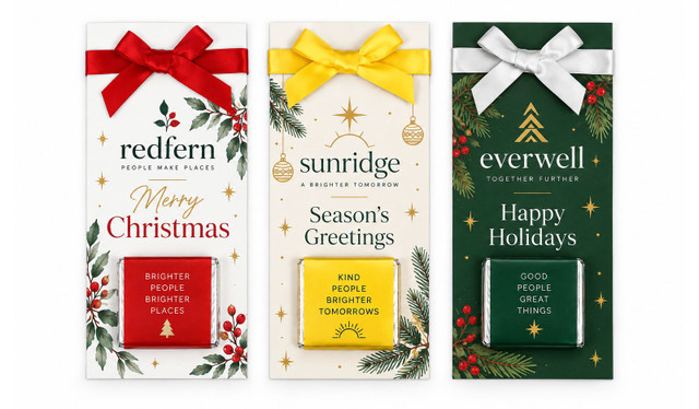 Branded Christmas Bow Card With Mini Chocolate