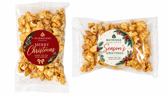 Branded Christmas Caramel Popcorn With Branded Label