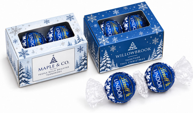 Christmas Display Box With 2 x Dark Chocolate Lindt™ Lindor Balls