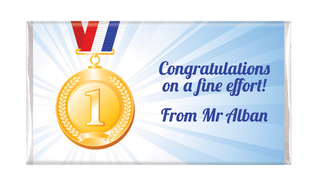 Medal 1st Place Personalised Chocolate Bars
