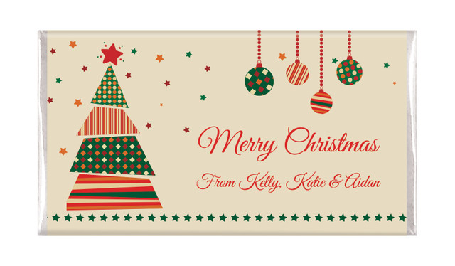 Abstract Tree Personalised Christmas Chocolate Bar