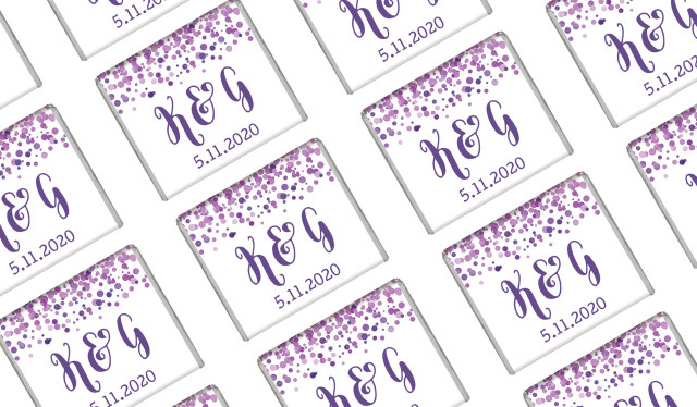 Purple Confetti Wedding Mini Chocolates