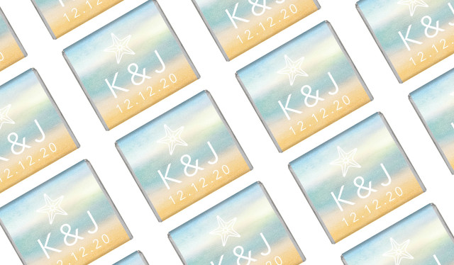 Beach Watercolour Wedding Mini Chocolates
