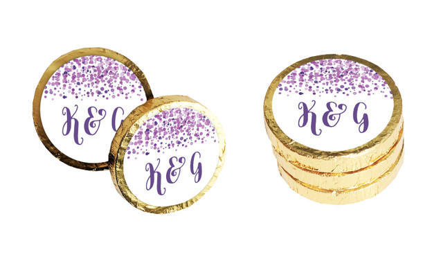 Purple Confetti Personalised Chocolate Coins