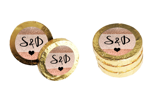 Glitter Rose Gold Personalised Chocolate Coins