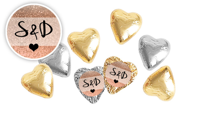 Glitter Rose Gold Personalised Foil Chocolate Hearts