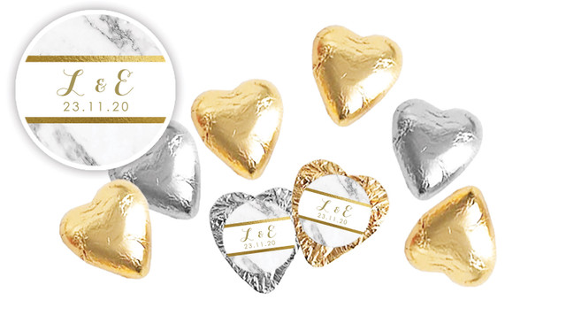 Marble & Gold Personalised Foil Chocolate Hearts