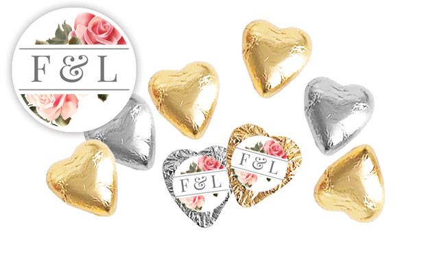 Rose Diamond Personalised Foil Chocolate Hearts