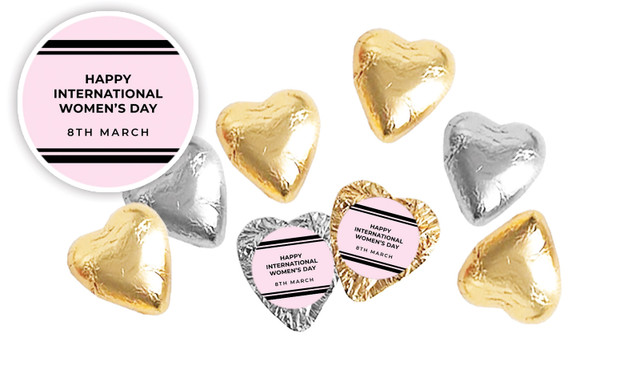 Chic International Womens Day Personalised Foil Chocolate Hearts
