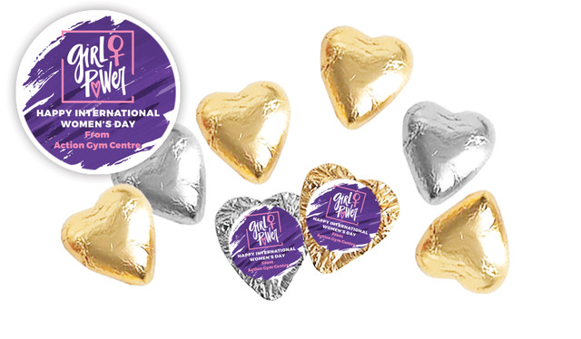 Girl Power International Womens Day Foil Chocolate Hearts