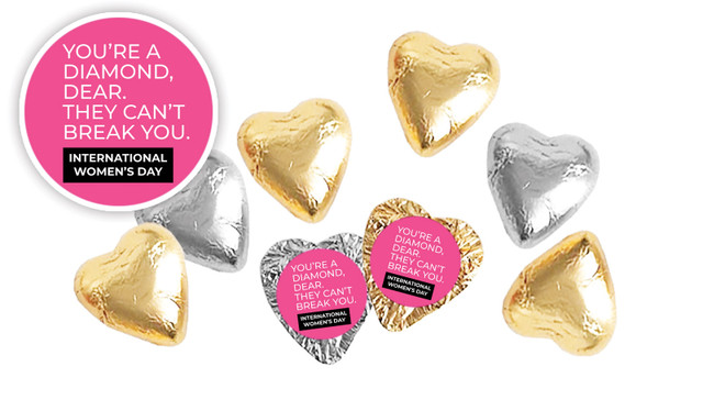 Diamond International Womens Day Foil Chocolate Hearts