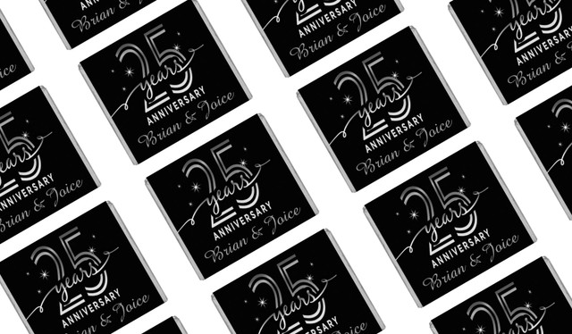 Big Number Silver Anniversary Personalised Mini Chocolates