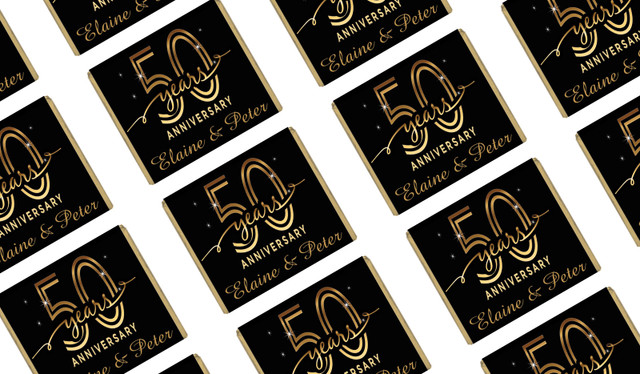 Big Number Gold Anniversary Personalised Mini Chocolates