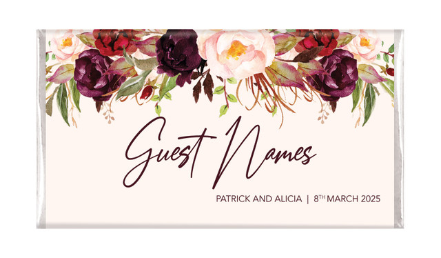 Hanging Flowers Personalised Wedding Chocolate Bars