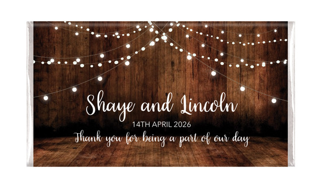 Wood Bunting Personalised Wedding Chocolate Bars