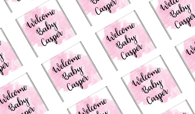 A Splash Of Watercolour Pink Birth Announcement Mini Chocolates