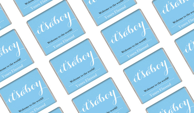 Flowing It's A Boy Birth Announcement Mini Chocolates