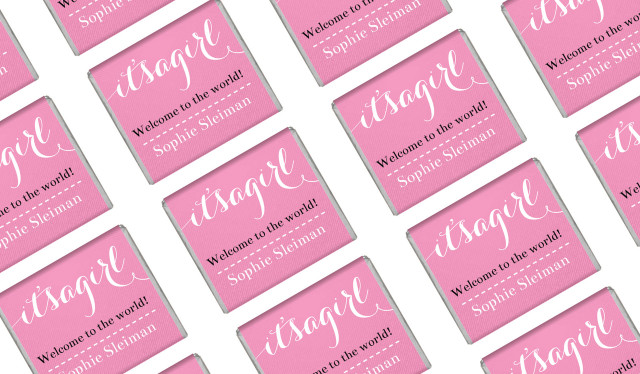 Flowing It's A Girl Birth Announcement Mini Chocolates