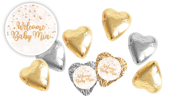 Heart Confetti Birth Announcement Chocolate Hearts