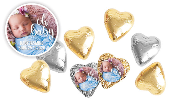 Oh Baby Birth Announcement Chocolate Hearts