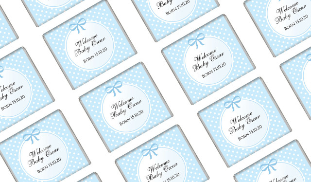 Polkadots In Blue Birth Announcement Mini Chocolates