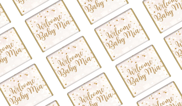 Heart Confetti Birth Announcement Mini Chocolates