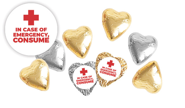 Emergency Consume Personalised Foil Chocolate Hearts