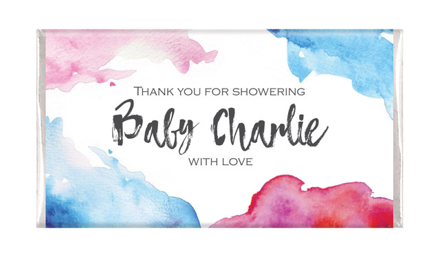 Mixed Watercolour Personalised Baby Shower Chocolates