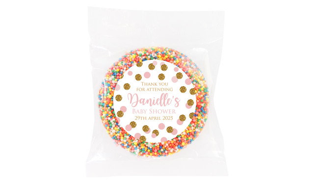 Pink Gold Confetti Custom Baby Shower Giant Chocolate Freckle